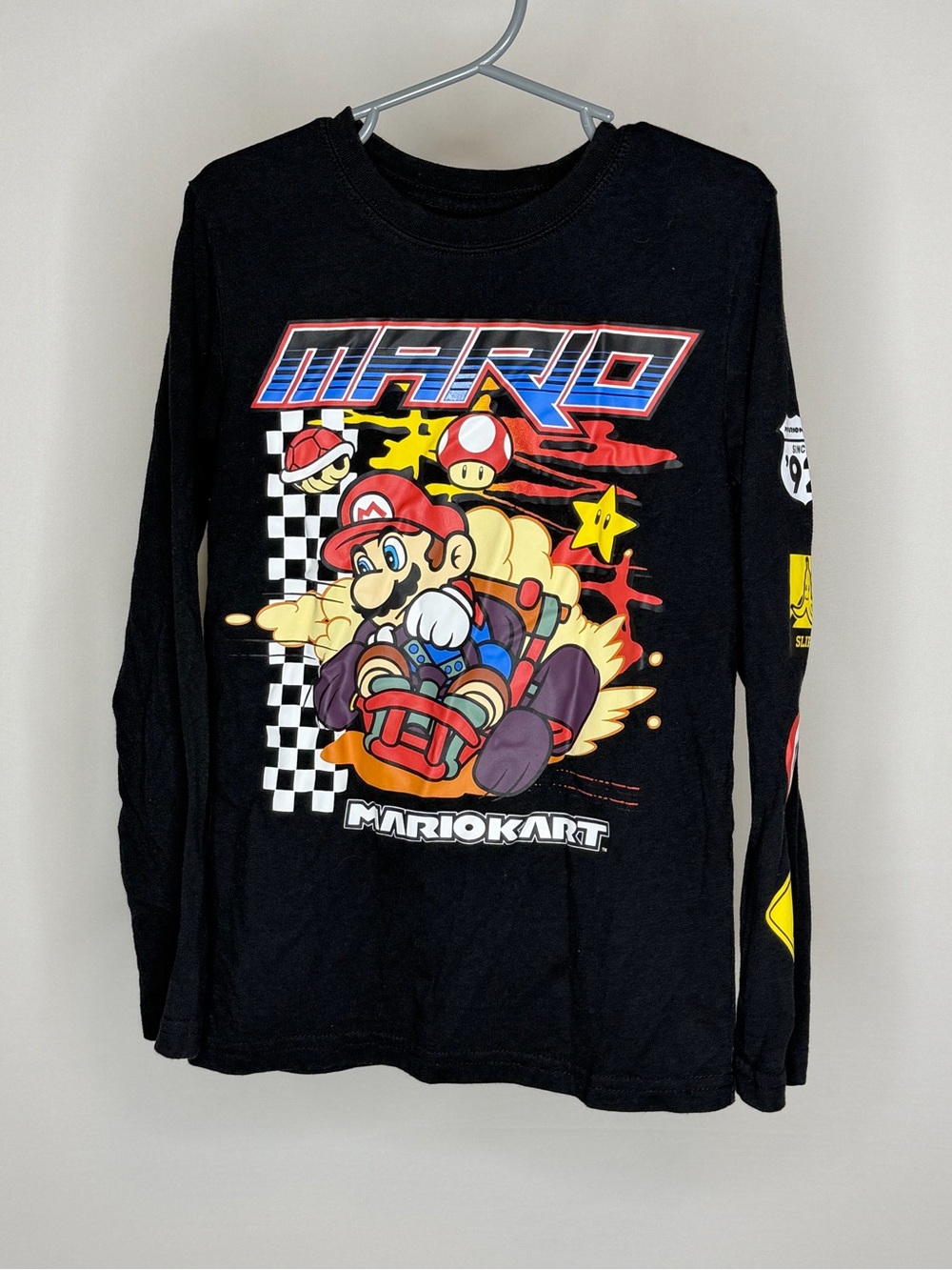 Boys' Super Mario Kart Long Sleeve Graphic T-Shirt - Black size kids xs